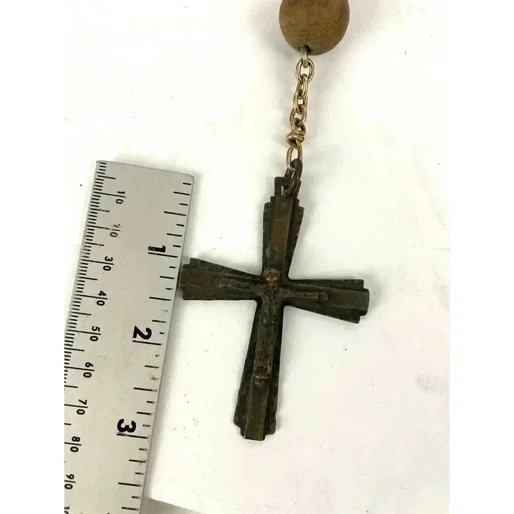 VTG Pair Wooden Rosaries Bronze Colorful‎